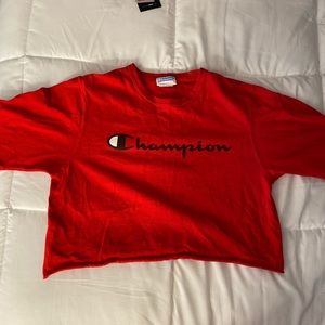 Red champion cropped shirt